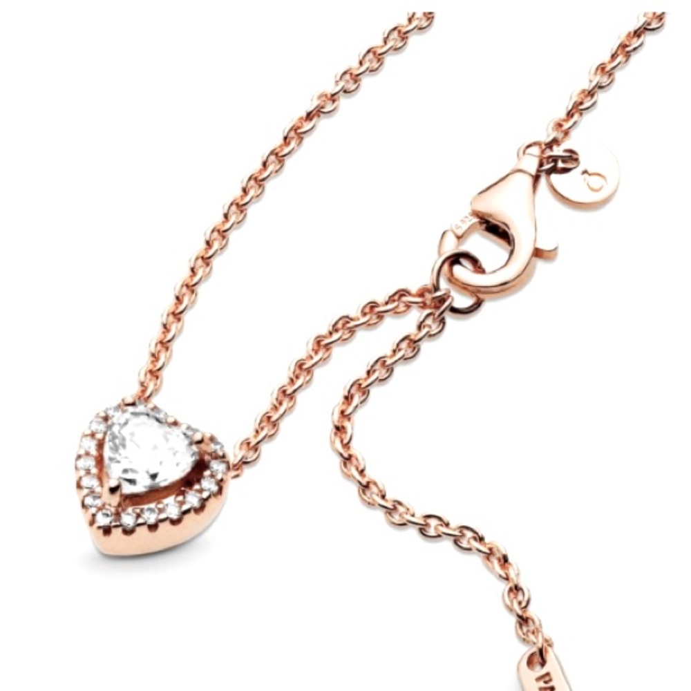 Pandora Elevated Heart Collier Necklace in Rose